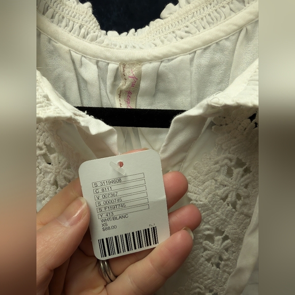 NWT Free People Cream Lace Sleeveless Blouse,XS - Picture 2 of 2